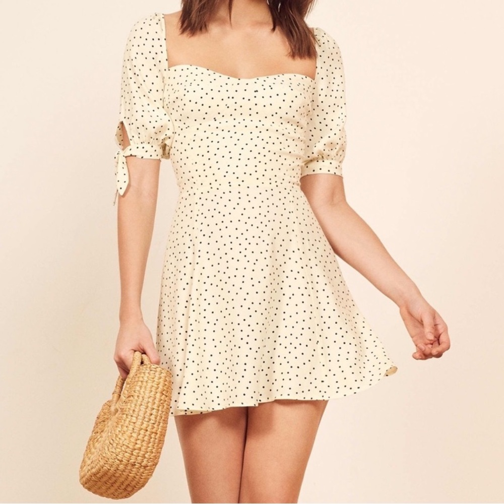 $218 REFORMATION Quin Polka Dot Dress